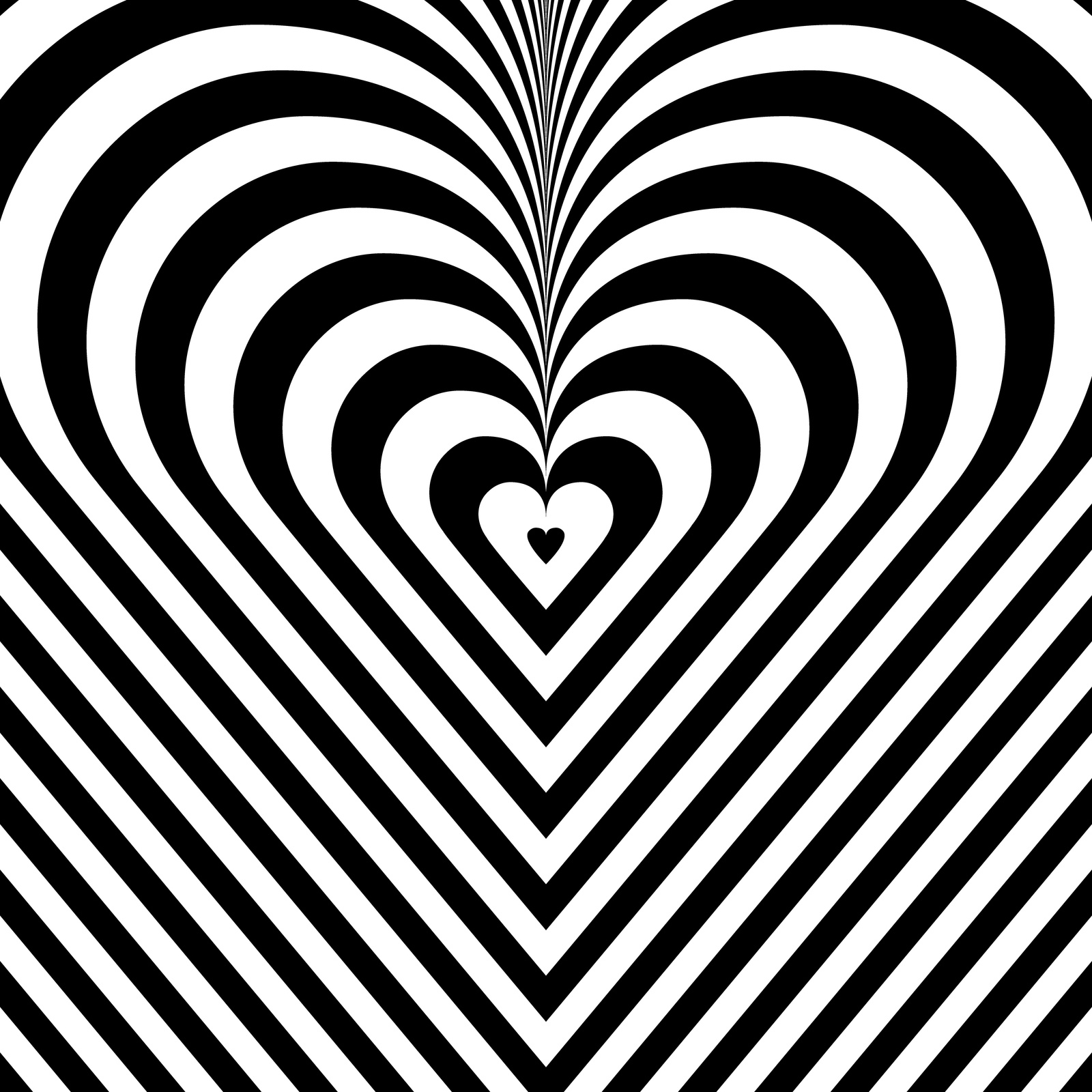 Monochrome Psychedelic retro groove background shape heart